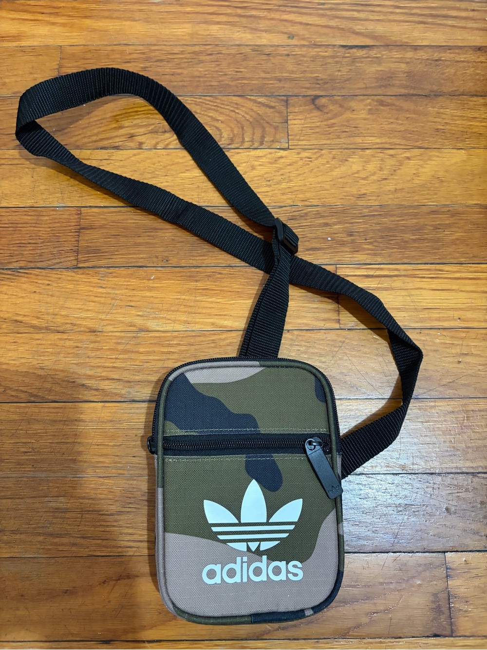 adidas Olive Camo Crossbody Belt Bag with Black Strap